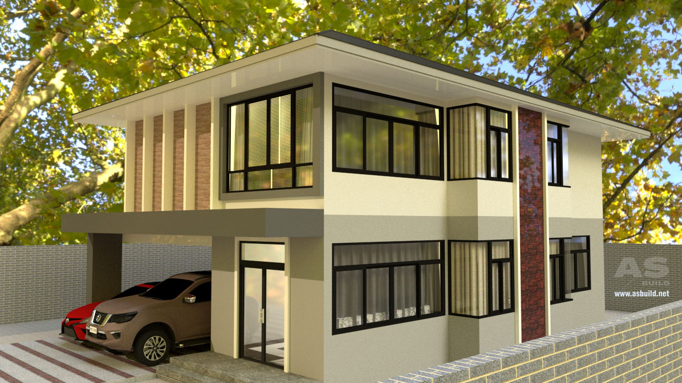 แบบบ้าน 2 ชั้น PT011 ฟังก์ชั่น 3ห้องนอน 3ห้องน้ำ ออกแบบเรียบง่ายสไตล์คอนเทมโพรารี่ ภายนอกโดดเด่น ภายในตอบโจทย์การอยู่อาศัย