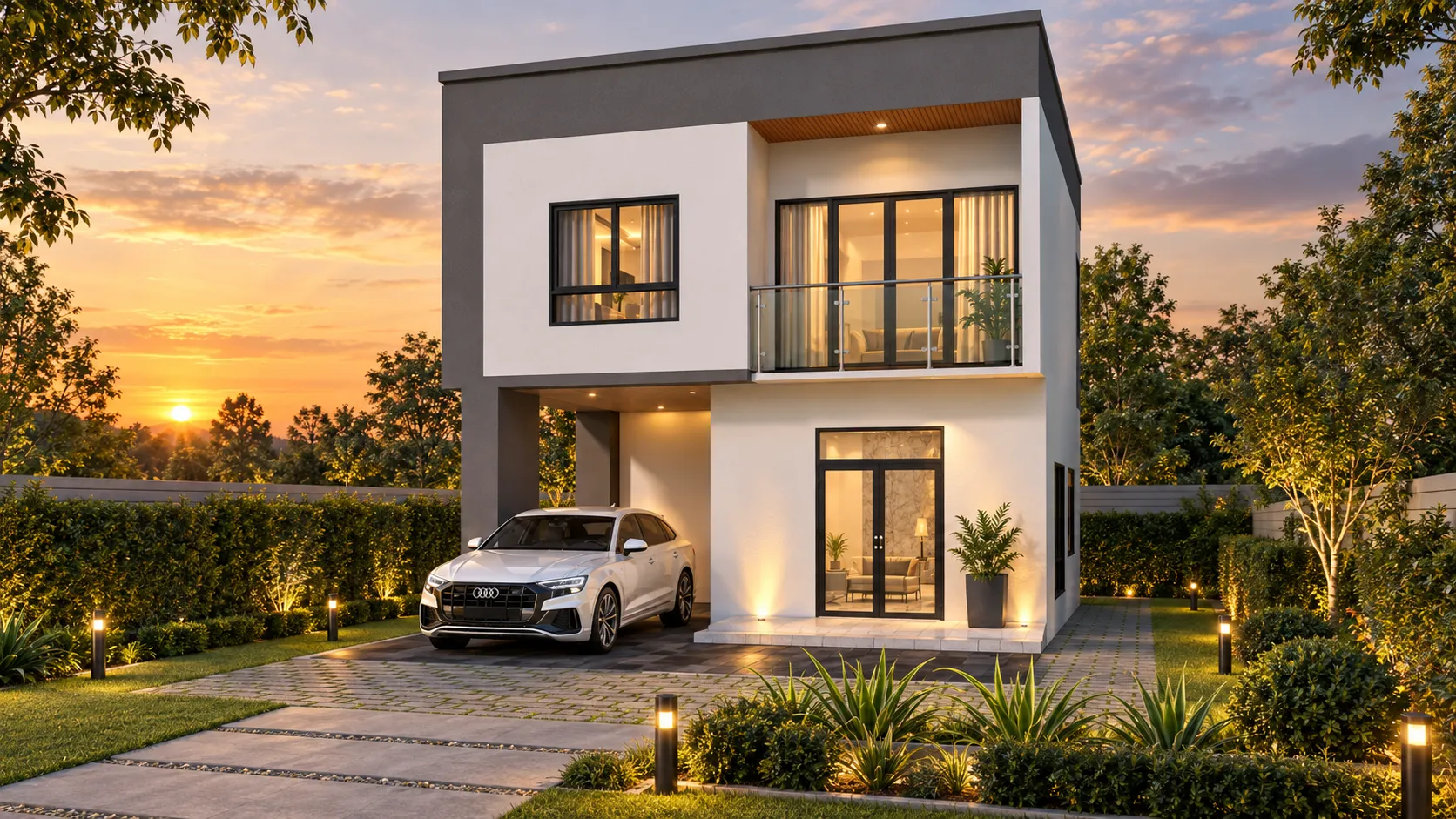 แบบบ้านสองชั้นสไตล์โมเดิร์น PT013