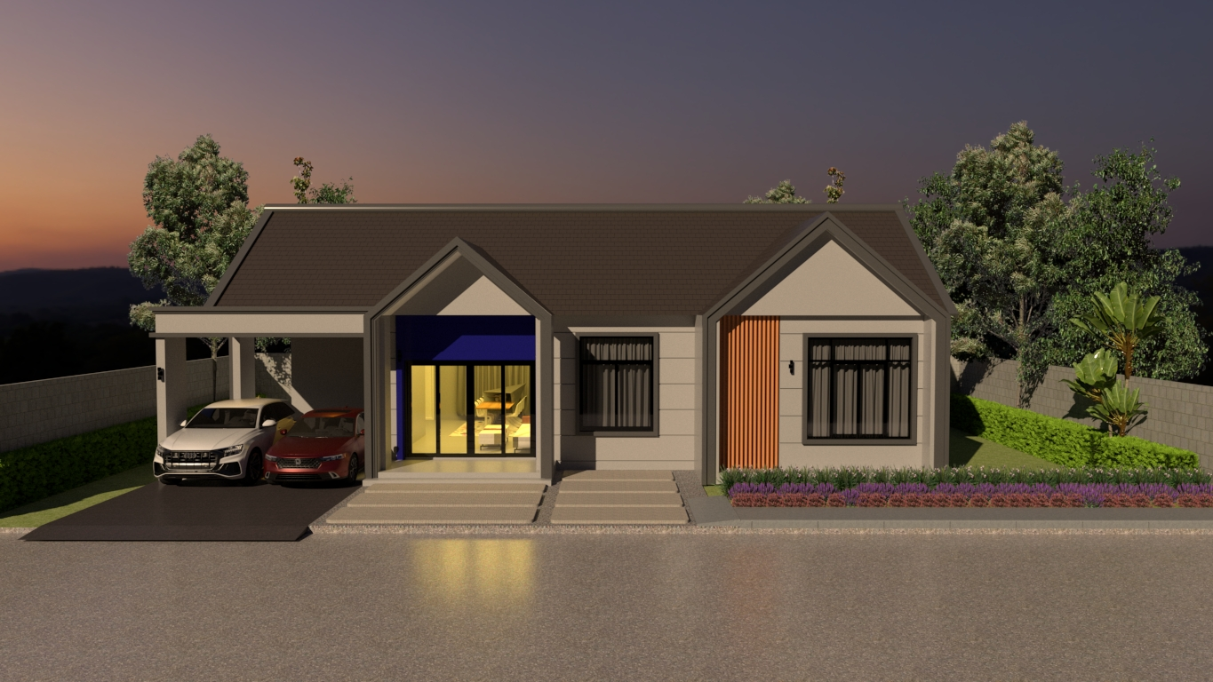 แบบบ้านชั้นเดียวสไตล์ Modern Contemporary PT027